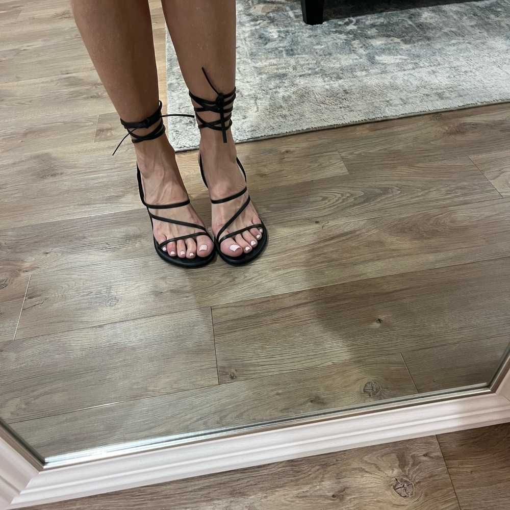 Ancient Greek Sandals Black Lace-Up Sandals